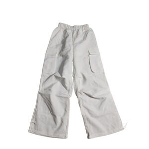 SHEIN White Petite XS Cargo Pants Wide Leg Elastic Waist Drawstring Utility